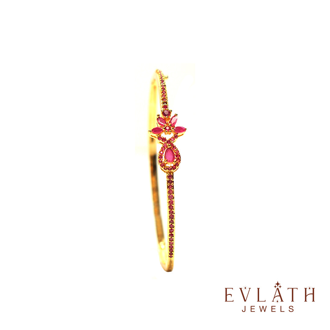 Premium Gold-Plated AD and Ruby Stone-Studded Opal Bangles – Evlath Jewels